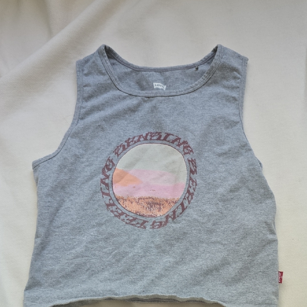 Levi's Gray Graphic Tank Top Casual Cotton Blend